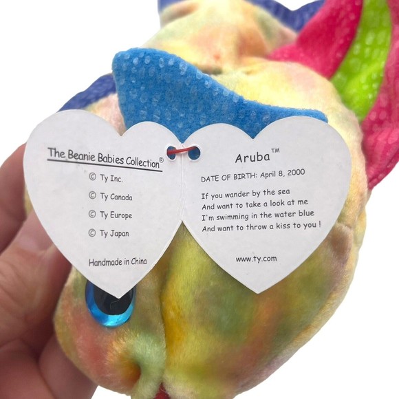 Ty Beanie Baby Babies 2000 ARUBA the Angel Fish 7" Beanbag Plush Stuffed Toy - Picture 6 of 7